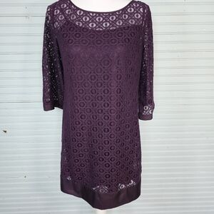 Laundry By Shelli Segal Purple Lace And Satin Dress Size 6